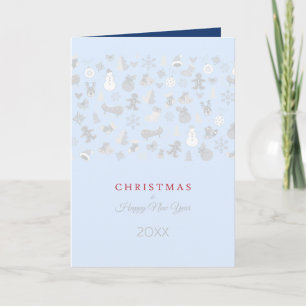Tarjeta Festiva Feliz Año Nuevo 20XX y Personajes Navideños Platea