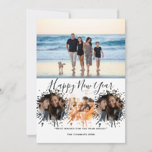 Tarjeta Festiva Feliz Año Nuevo 4 Collage Multi foto 