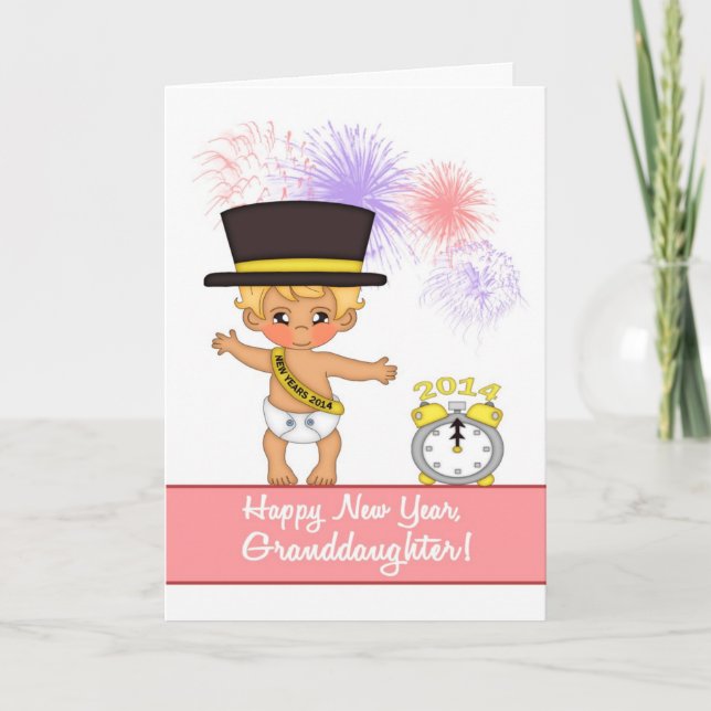 Tarjeta Festiva Feliz año nuevo a la nieta (Anverso)
