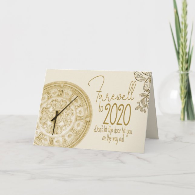 Tarjeta Festiva Feliz Año Nuevo Adiós a 2020 (Anverso)