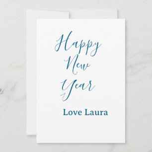 Tarjeta Festiva Feliz año nuevo agregar nombre amor azul simple mi