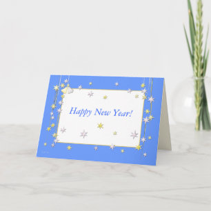 Tarjeta Festiva Feliz Año Nuevo Azul