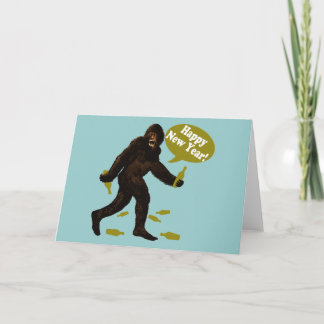 Tarjeta Festiva Feliz Año Nuevo Bigfoot
