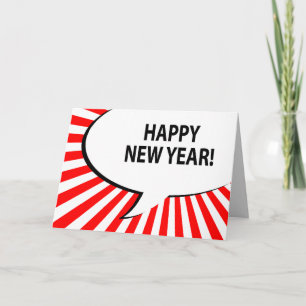 Tarjeta Festiva feliz año nuevo! burbuja de cómic