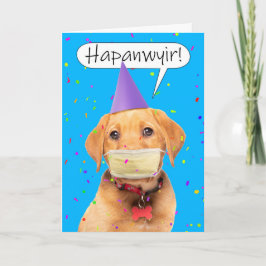 Tarjeta Festiva Feliz Año Nuevo Cachorro hablando amortiguado con 