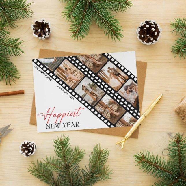 Tarjeta Festiva Feliz Año Nuevo Cámara Mínima Foto Collage (Subido por el creador)