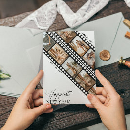 Tarjeta Festiva Feliz Año Nuevo Cámara Película Collage Mínimo Fot