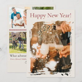 Tarjeta Festiva Feliz año nuevo Cheers Collage de fotos divertidas