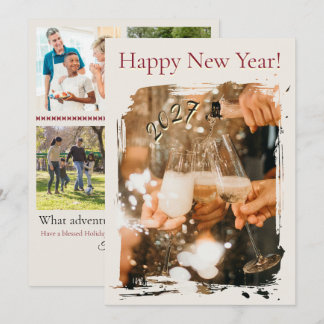 Tarjeta Festiva Feliz año nuevo Cheers Collage de fotos divertidas