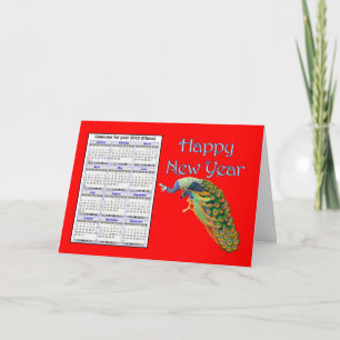 Tarjeta Festiva Feliz Año Nuevo Chino con calendario Tet Vietnam