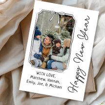 Feliz Año Nuevo con foto Minimalista en blanco y n