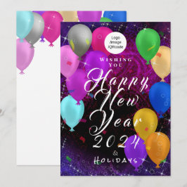 Tarjeta Festiva Feliz Año Nuevo con globo