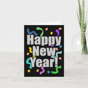 Tarjeta Festiva Feliz Año Nuevo Confetti Diseño