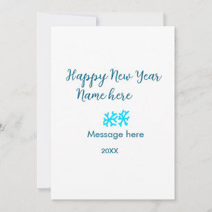 Tarjeta Festiva Feliz Año Nuevo copos de nieve azules rústico mode