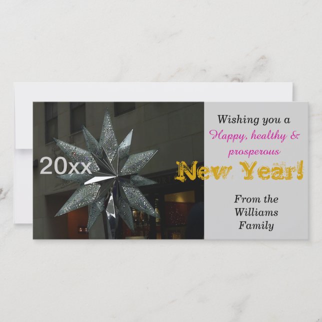 Tarjeta Festiva Feliz Año Nuevo Crystal Star Card (Anverso)