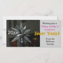 Tarjeta Festiva Feliz Año Nuevo Crystal Star Card