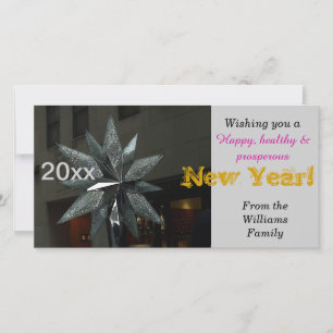 Tarjeta Festiva Feliz Año Nuevo Crystal Star Card