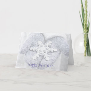 Tarjeta Festiva ¡Feliz Año Nuevo! - Cute Nieve Mittens