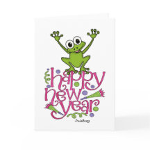 Feliz Año Nuevo de juguetón la rana