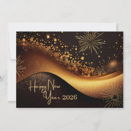 Tarjeta Festiva Feliz Año Nuevo de Oro Negro