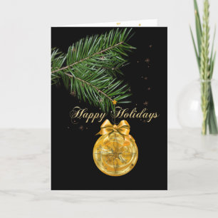 Tarjeta Festiva Feliz Año Nuevo, Decoraciones de oro del árbol de