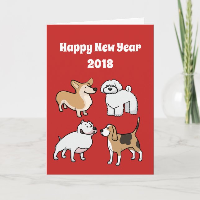 Tarjeta Festiva Feliz Año Nuevo del Perro 2018 (Anverso)