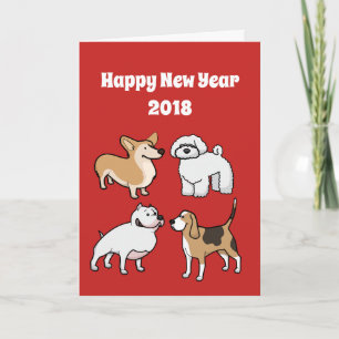 Tarjeta Festiva Feliz Año Nuevo del Perro 2018