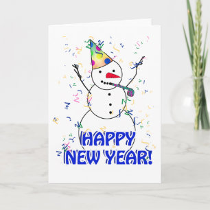 Tarjeta Festiva Feliz Año Nuevo desde la celebración de Snowman