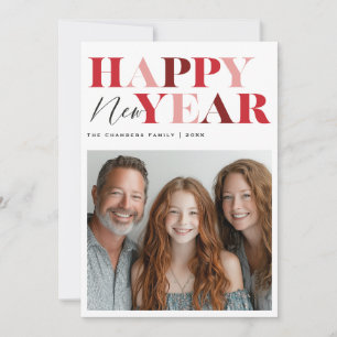 Tarjeta Festiva Feliz Año Nuevo Diseño Rojo