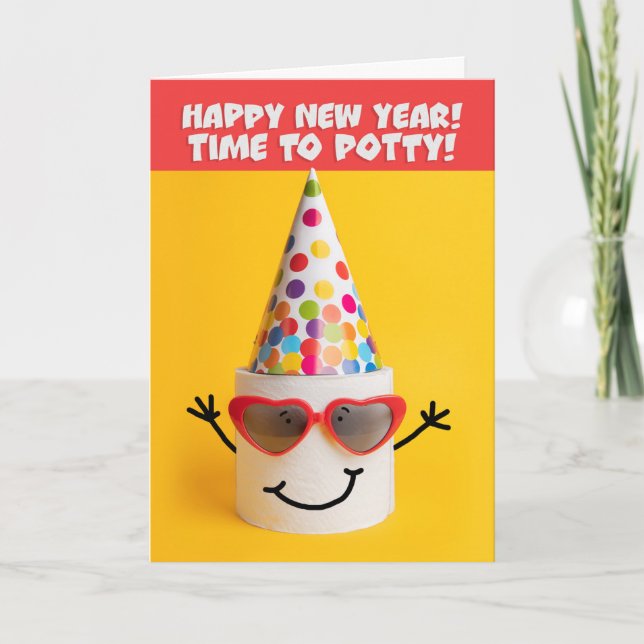 Tarjeta Festiva Feliz Año Nuevo divertido Humor de papel higiénico (Anverso)