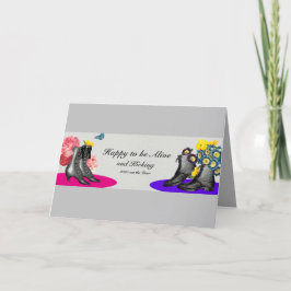 Tarjeta Festiva Feliz Año Nuevo divertido y curado boots vintage