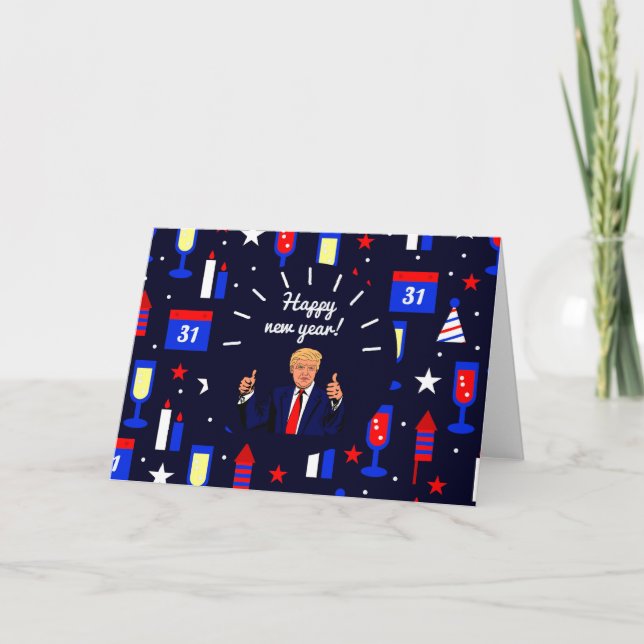Tarjeta Festiva feliz año nuevo donald trump (Anverso)