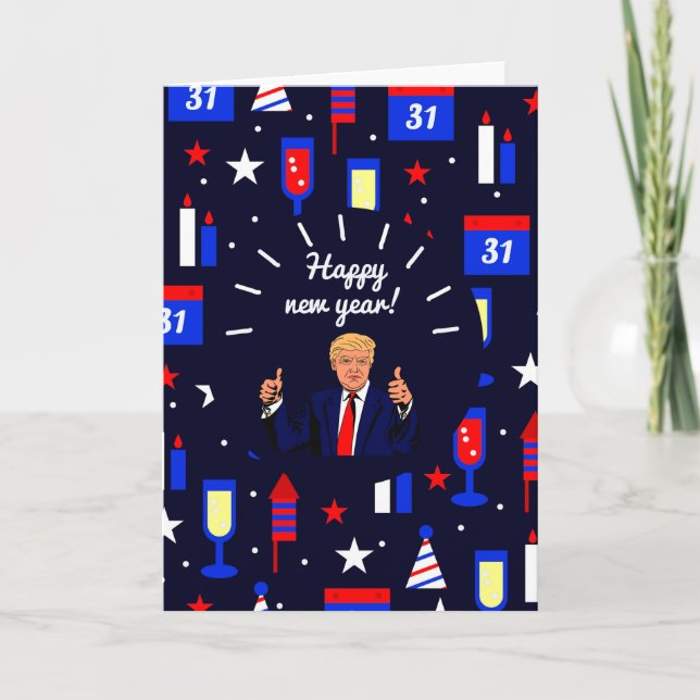 Tarjeta Festiva feliz año nuevo donald trump (Anverso)