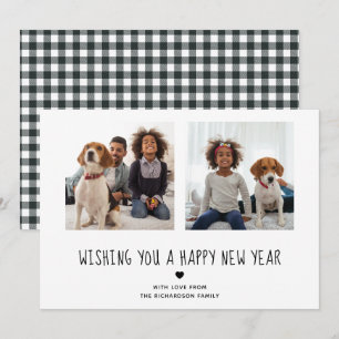 Tarjeta Festiva Feliz Año Nuevo Dos fotos en blanco y negro
