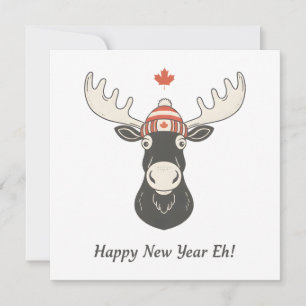 Tarjeta Festiva Feliz Año Nuevo Eh Canadá Alce
