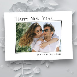 Tarjeta Festiva Feliz Año Nuevo Elegante Foto Minimalista Moderna