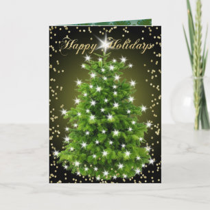 Tarjeta Festiva Feliz Año Nuevo Elegantes Decoraciones de árbol de