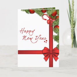 Tarjeta Festiva Feliz Año Nuevo Elegantes Decoraciones navideñas