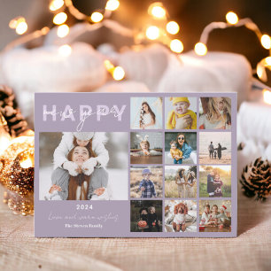 Tarjeta Festiva Feliz Año Nuevo en revisión guión 15 fotos lavanda