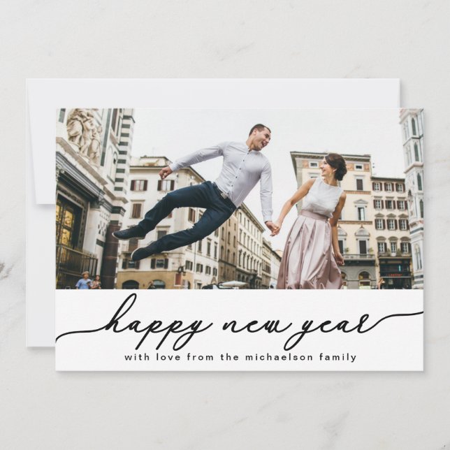 Tarjeta Festiva Feliz Año Nuevo Faux Gold Stars y Confetti Photo (Anverso)