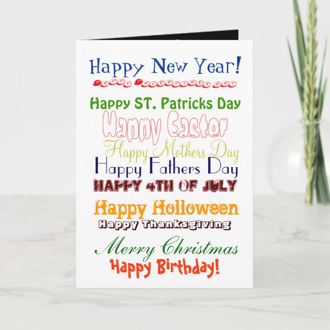 Tarjeta Festiva ¡Feliz Año Nuevo!, Feliz Día de San Valentín, Feli (Anverso)