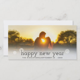 Tarjeta Festiva Feliz Año Nuevo Feriado en Black Script