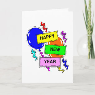 Tarjeta Festiva Feliz Año Nuevo Fiesta celebración globos
