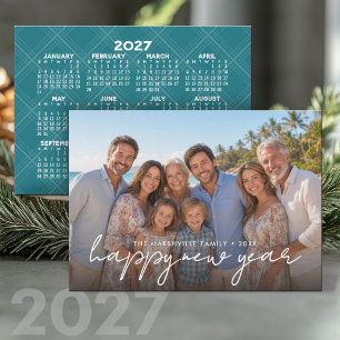 Tarjeta Festiva Feliz Año Nuevo - Foto Completa - Calendario 2027