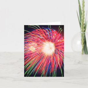 Tarjeta Festiva Feliz Año Nuevo, foto de fuegos artificiales