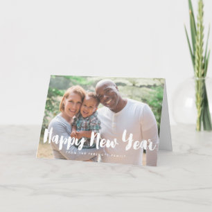 Tarjeta Festiva Feliz Año Nuevo foto de tipo blanco