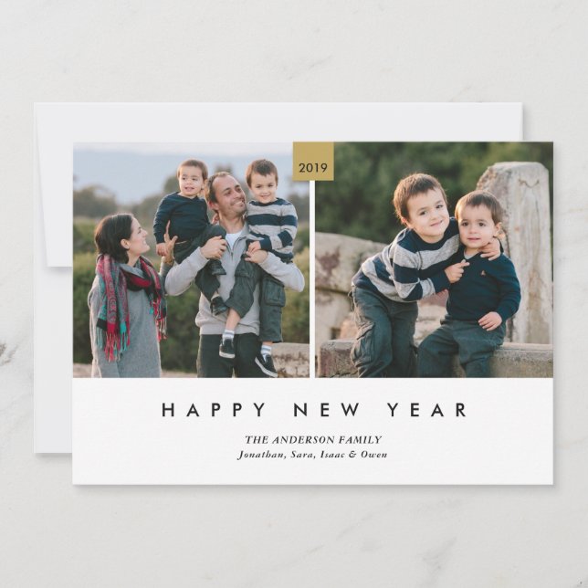 Tarjeta Festiva Feliz Año Nuevo | Foto mínima 2 (Anverso)