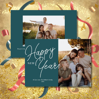 Tarjeta Festiva Feliz Año Nuevo Foto Moderno Elegante Simple