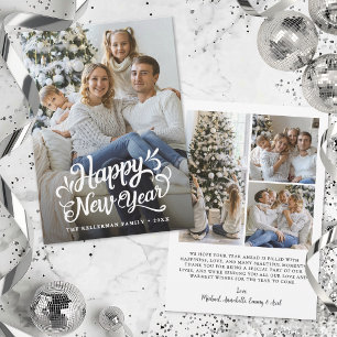 Tarjeta Festiva Feliz Año Nuevo Foto Simple y Elegante