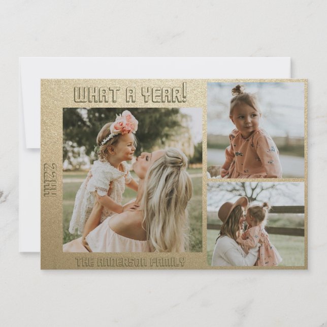 Tarjeta Festiva Feliz año nuevo Fotografía personalizada y texto (Anverso)